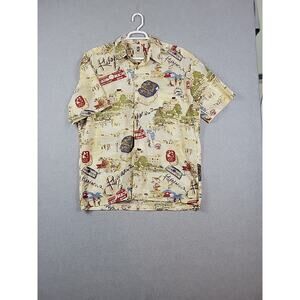 Kahala 100% Cotton Laguna Beach Beige SS Button Up Hawaiian Shirt Men's XL